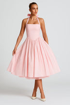 Women's halter neck midi A-line cocktail dress