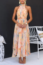 Women's halter neck open-back maxi dress