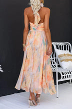 Women's halter neck open-back maxi dress