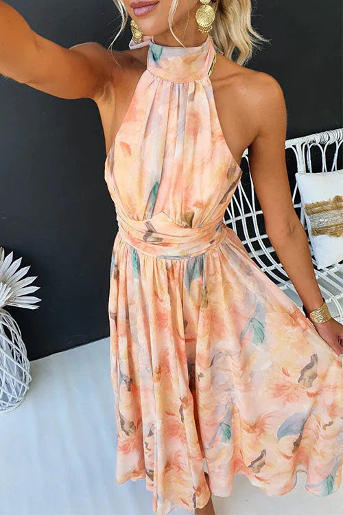 Women's halter neck open-back maxi dress