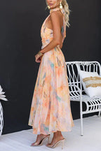 Women's halter neck open-back maxi dress