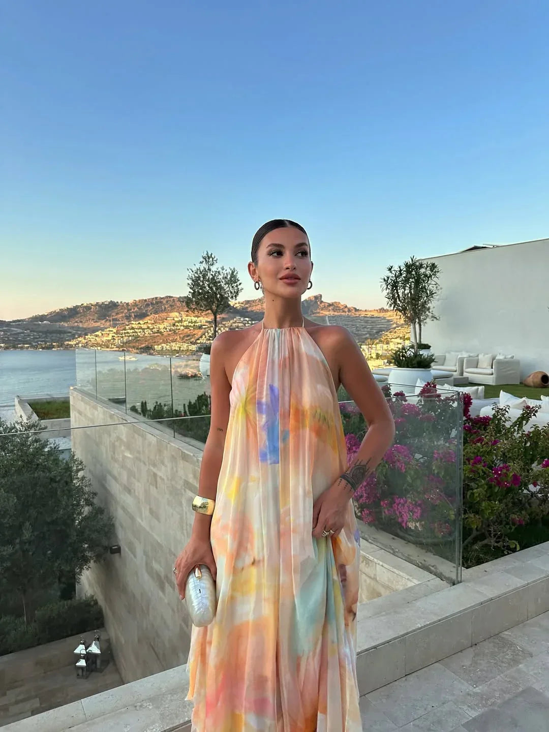 Women's halter open-back maxi dress