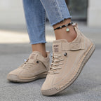 Women's lace-up flat weekend sneakers