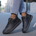 Women's lace-up flat weekend sneakers
