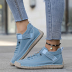 Women's lace-up flat weekend sneakers
