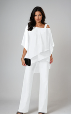 Women's layered overlay wide-leg evening trouser set