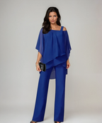 Women's layered overlay wide-leg evening trouser set