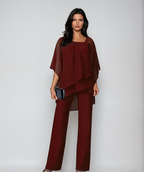 Women's layered overlay wide-leg evening trouser set