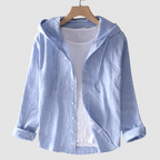Women's long sleeve hooded button-front blouse