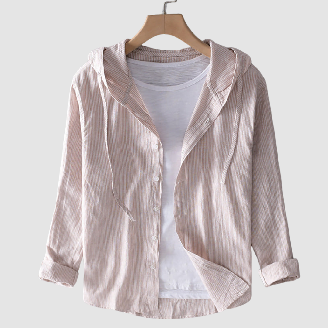 Women's long sleeve hooded button-front blouse