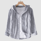 Women's long sleeve hooded button-front blouse