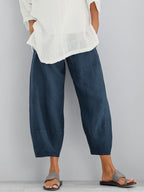 Women's loose cropped wide-leg trousers
