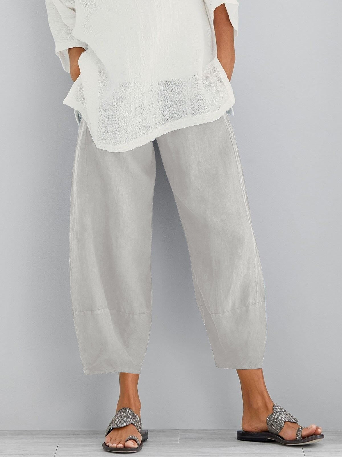 Women's loose cropped wide-leg trousers