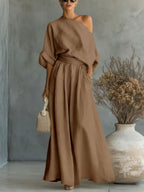 Women's off-shoulder wide-leg two piece set
