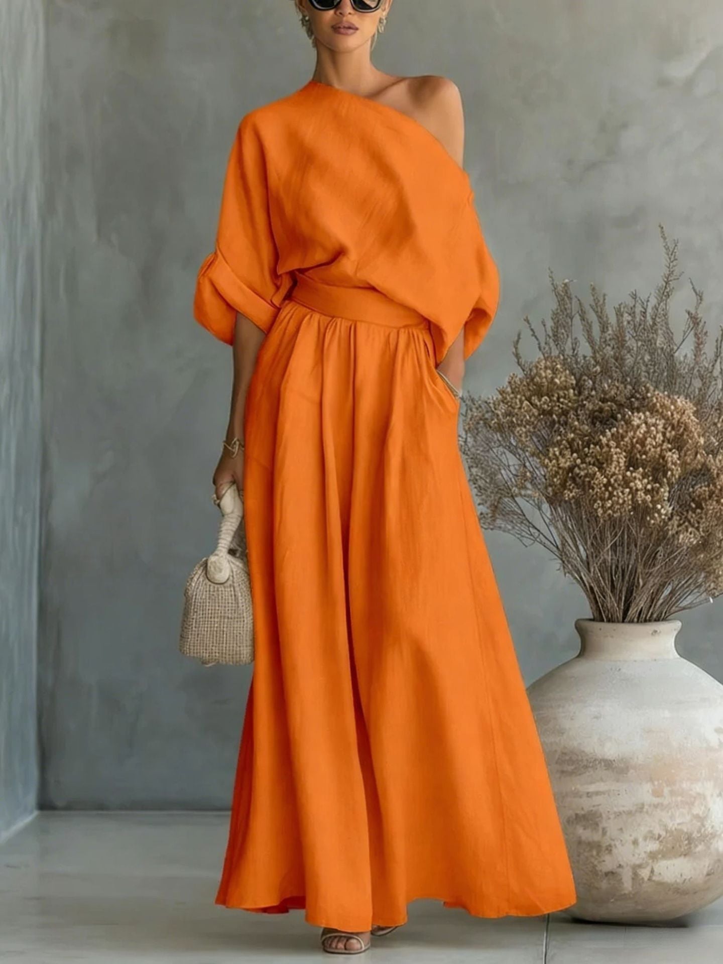 Women's off-shoulder wide-leg two piece set