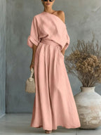 Women's off-shoulder wide-leg two piece set
