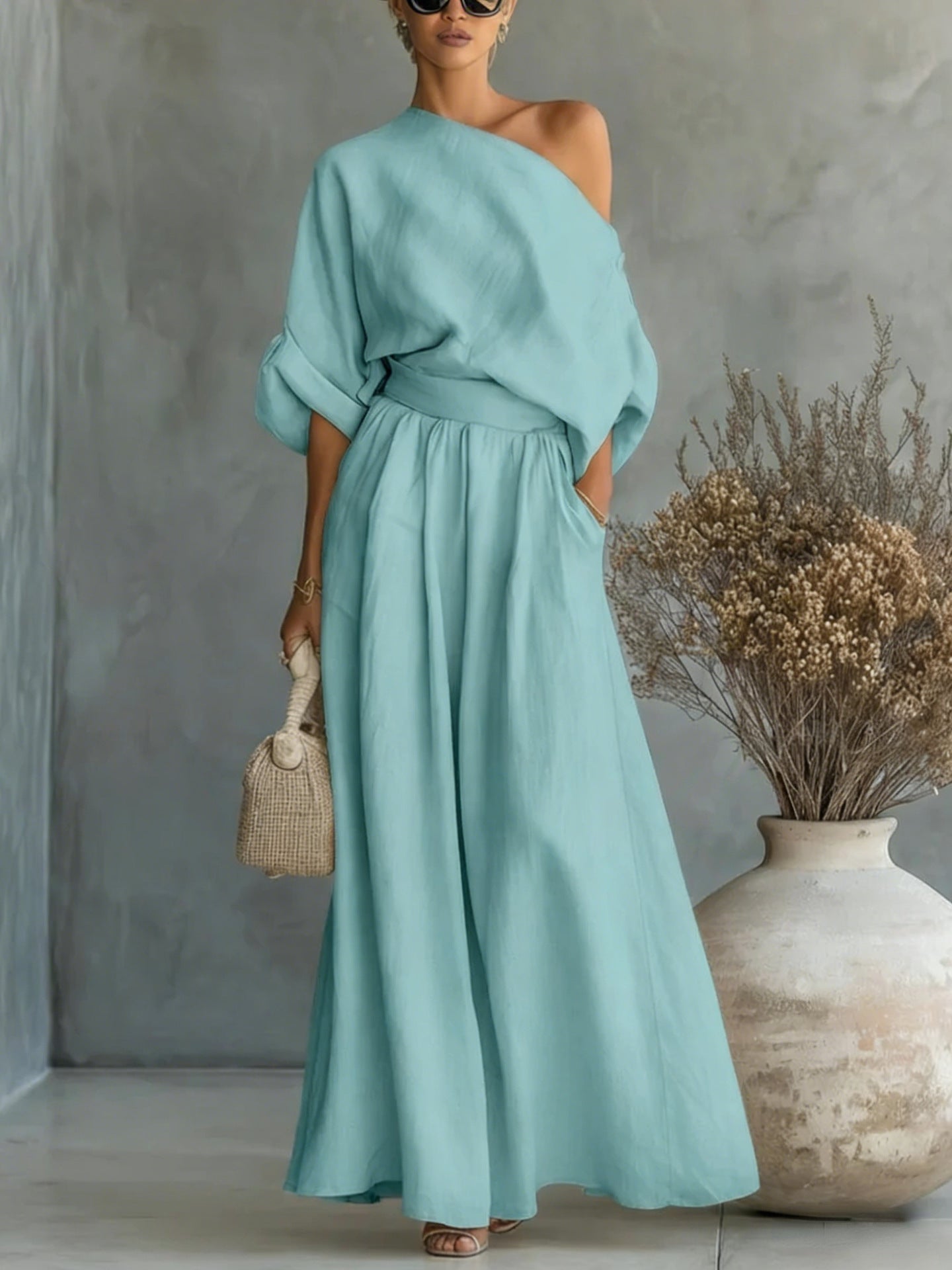 Women's off-shoulder wide-leg two piece set