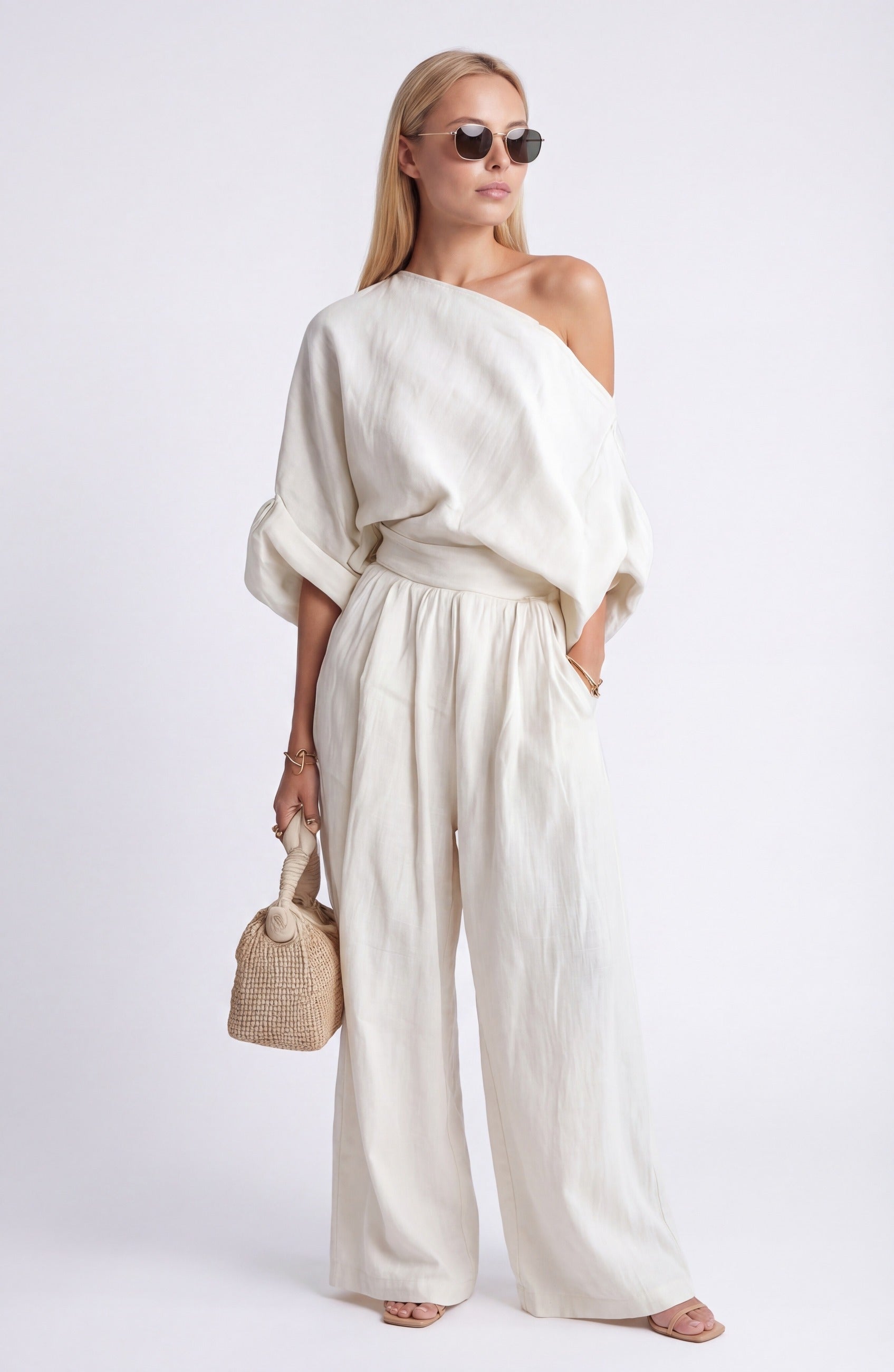 Women's off-shoulder wide-leg two piece set