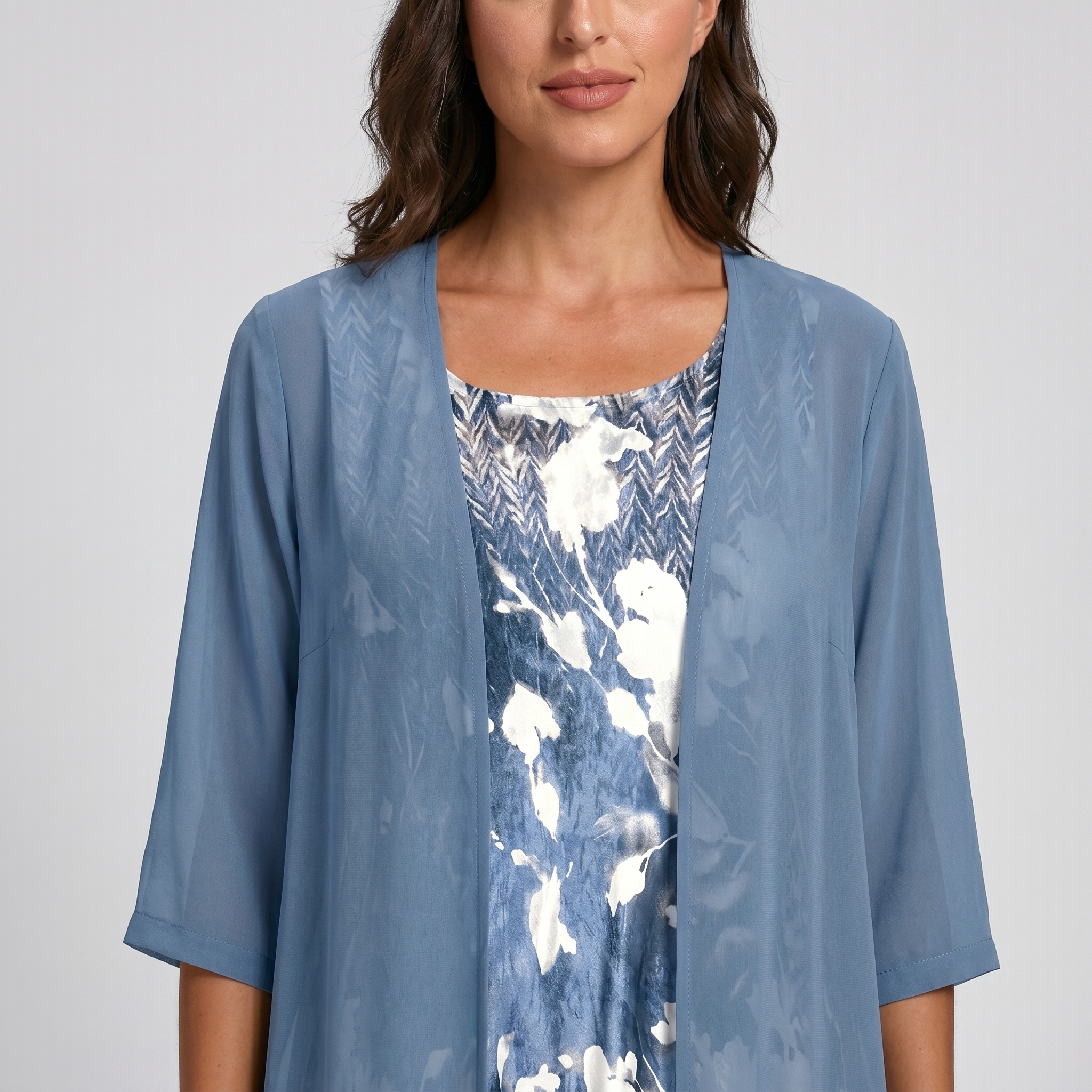 Women's open-front layered midi dress