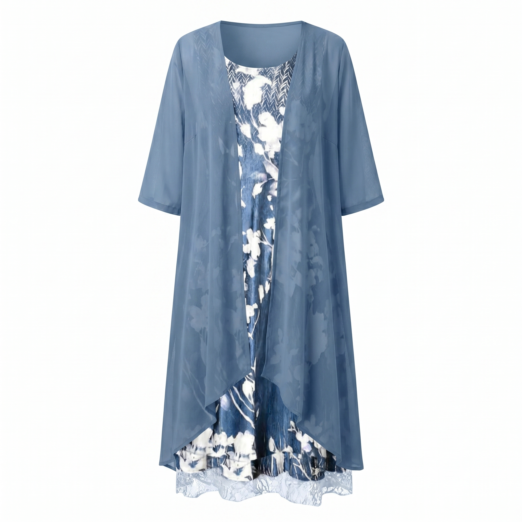 Women's open-front layered midi dress
