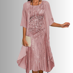 Women's open-front layered midi dress