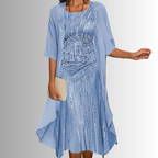 Women's open-front layered midi dress