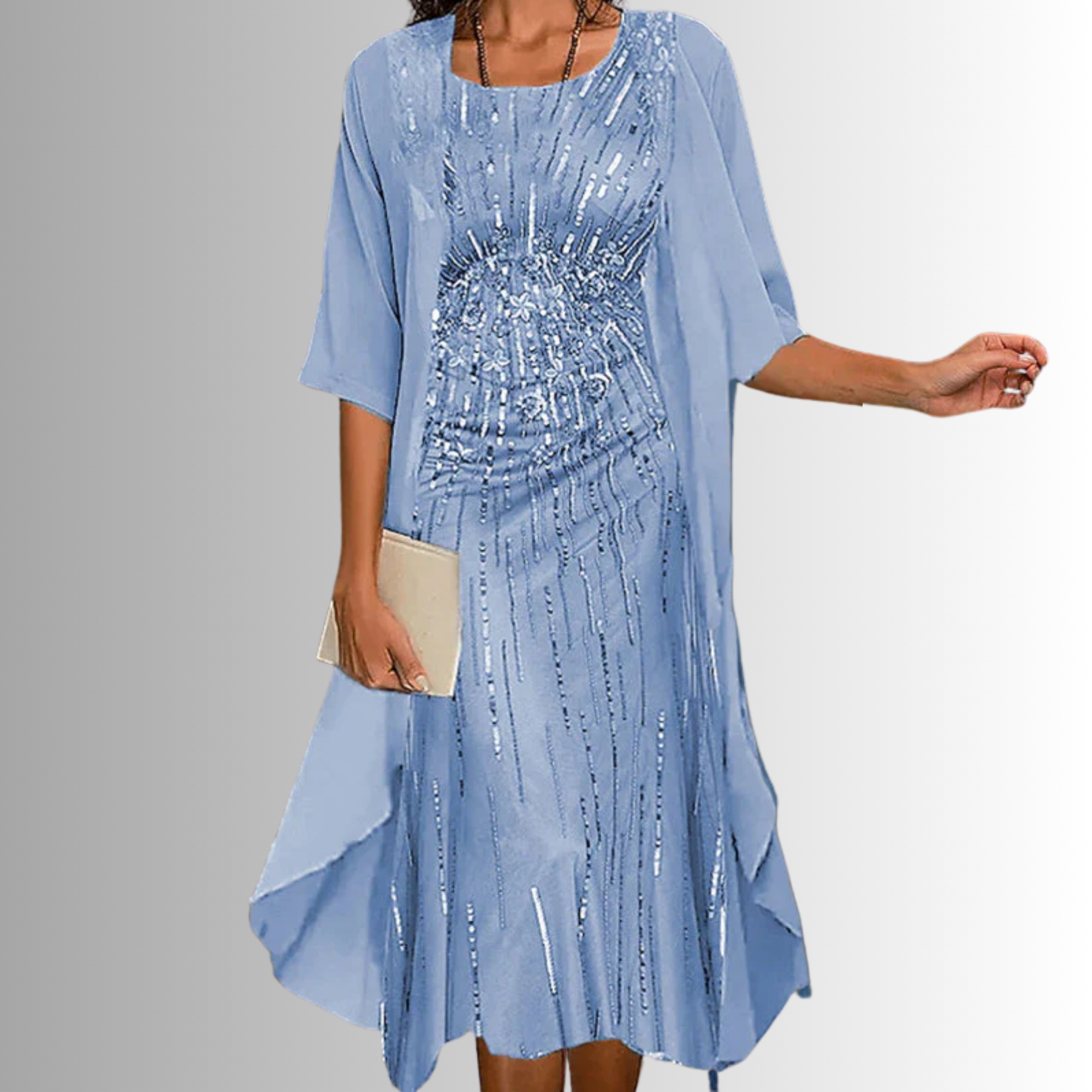 Women's open-front layered midi dress