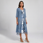 Women's open-front layered midi dress