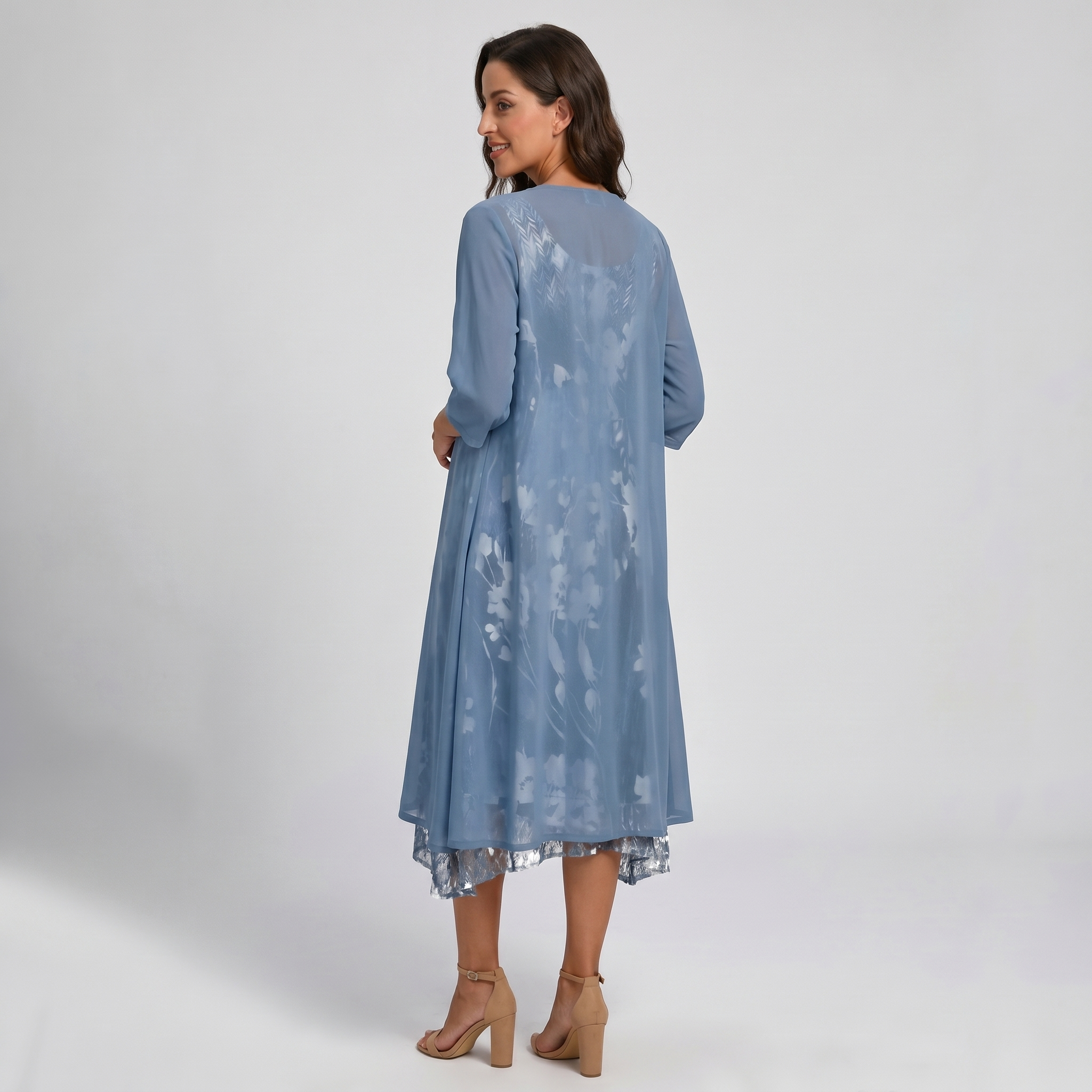 Women's open-front layered midi dress