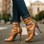 Women's open-toe strappy evening heeled sandals