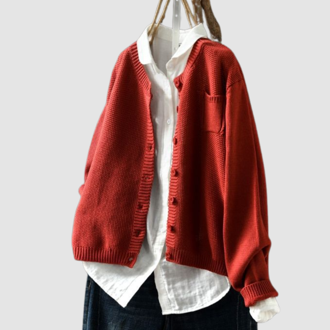 Women's oversized button-front autumn cardigan