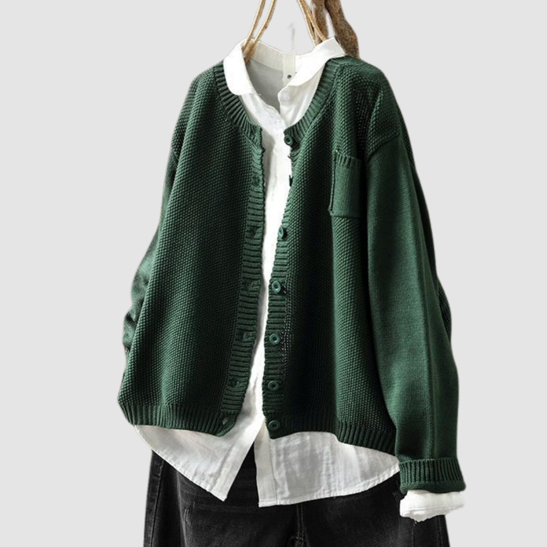 Women's oversized button-front autumn cardigan