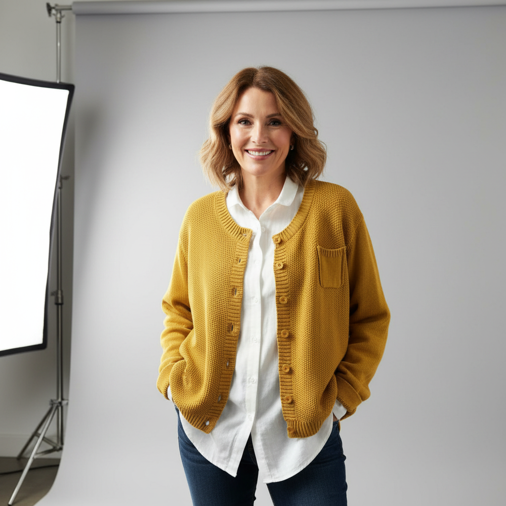 Women's oversized button-front autumn cardigan