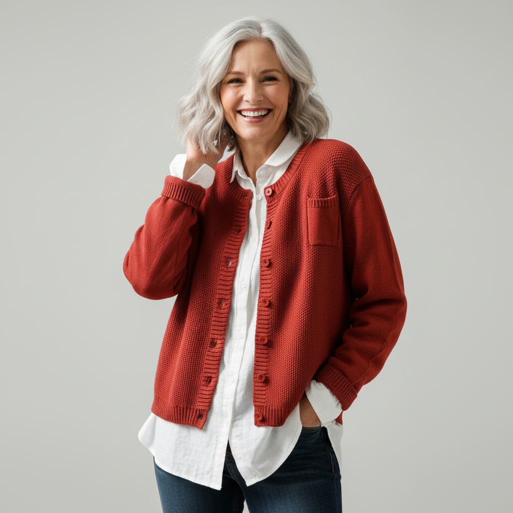 Women's oversized button-front autumn cardigan