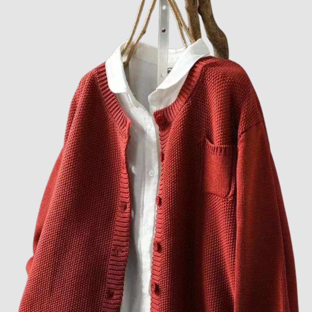 Women's oversized button-front autumn cardigan