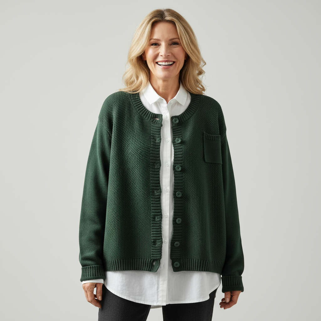 Women's oversized button-front autumn cardigan