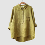 Women's oversized button-front hi-low blouse