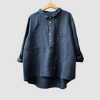 Women's oversized button-front hi-low blouse