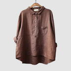 Women's oversized button-front hi-low blouse