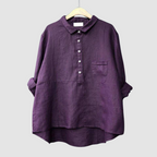 Women's oversized button-front hi-low blouse