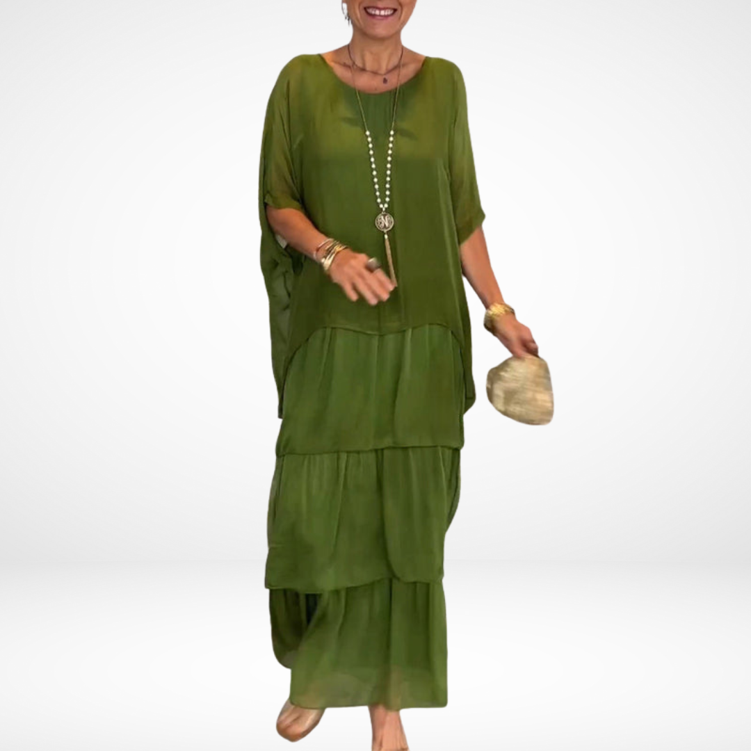 Women's oversized tiered maxi wedding guest dress