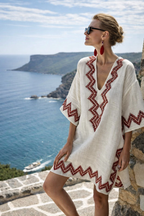 Women's oversized v-neck resort kaftan dress