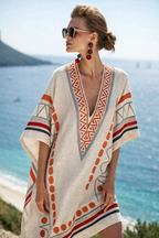 Women's oversized v-neck resort kaftan dress