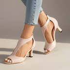 Women's peep-toe cut-out block heel sandals