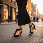 Women's peep-toe cut-out block heel sandals