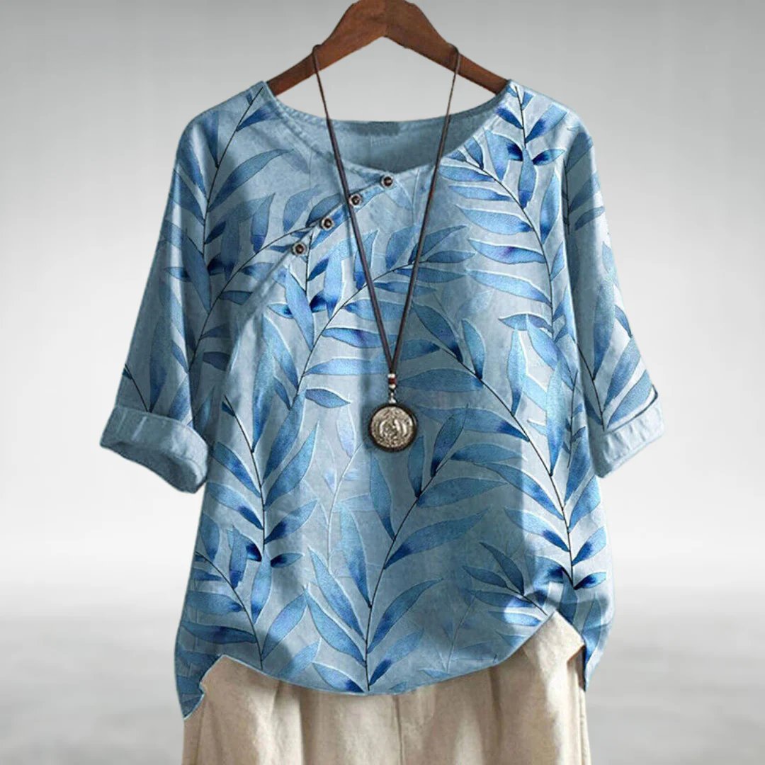 Women's printed short sleeve summer blouse