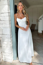 Women's ruched tie-front maxi wedding guest dress