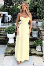 Women's ruched tie-front maxi wedding guest dress