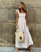 Women's ruffle sleeve smocked maxi dress