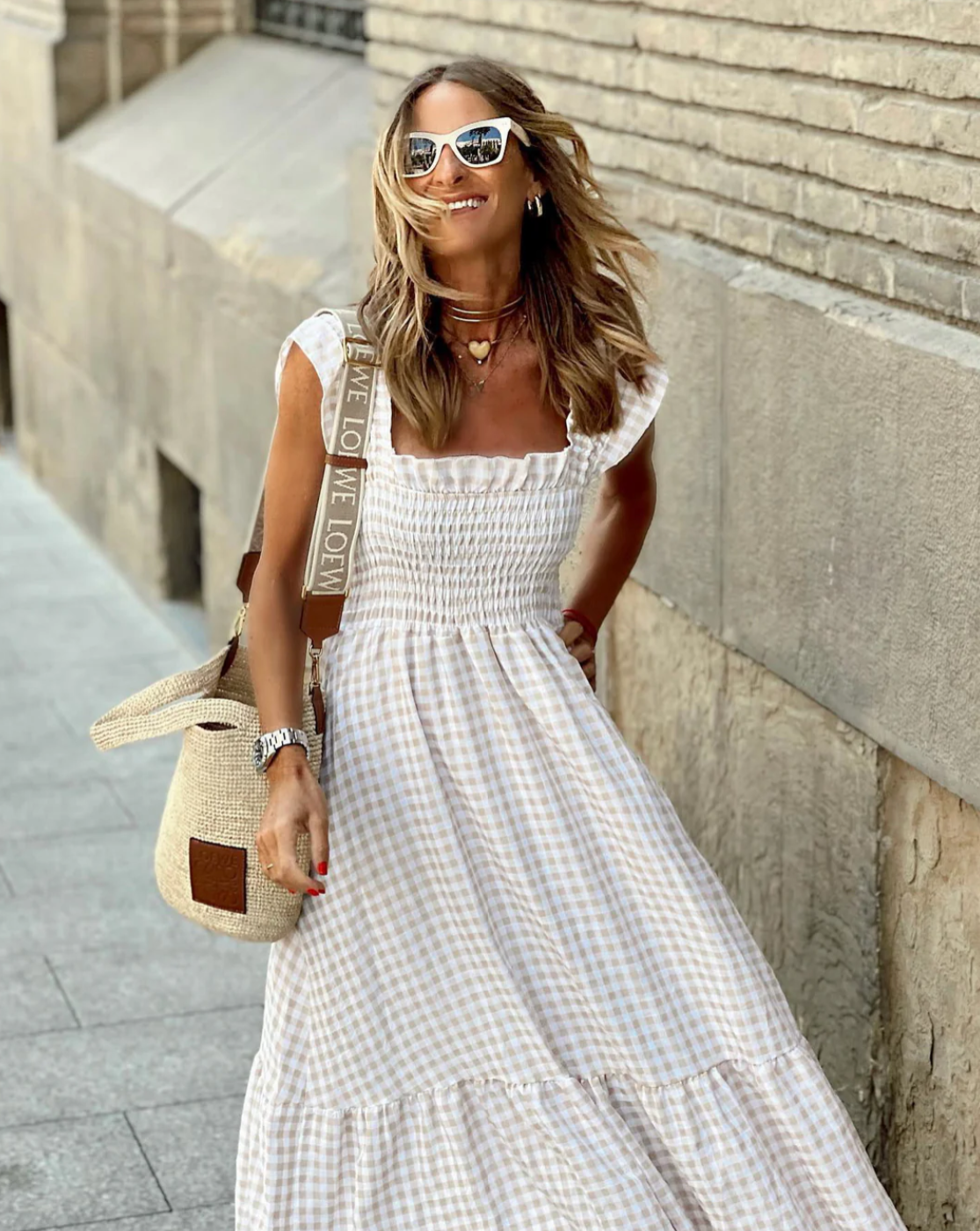 Women's ruffle sleeve smocked maxi dress